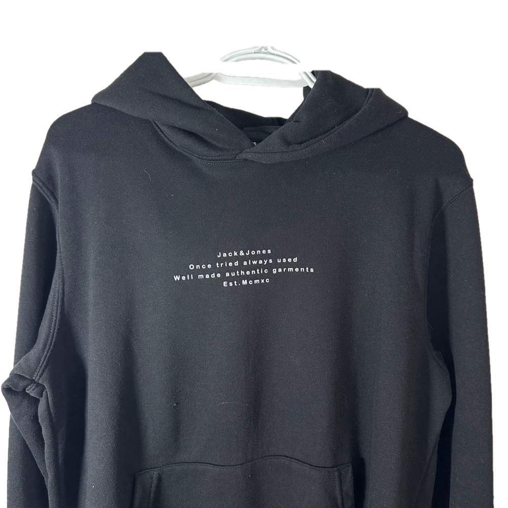 Jack & Jones Men JJEVAN Spellout Black Hoodie 43 Inch Chest Streetwear Goth